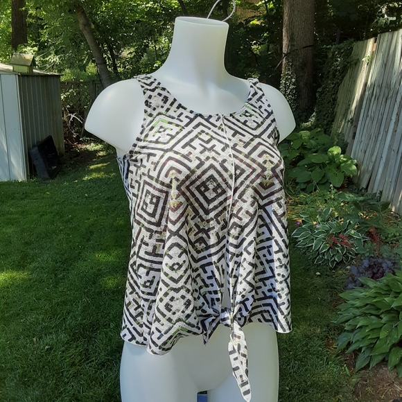Size XS Rachel Roy summer abstract tye up tank top - Picture 10 of 16